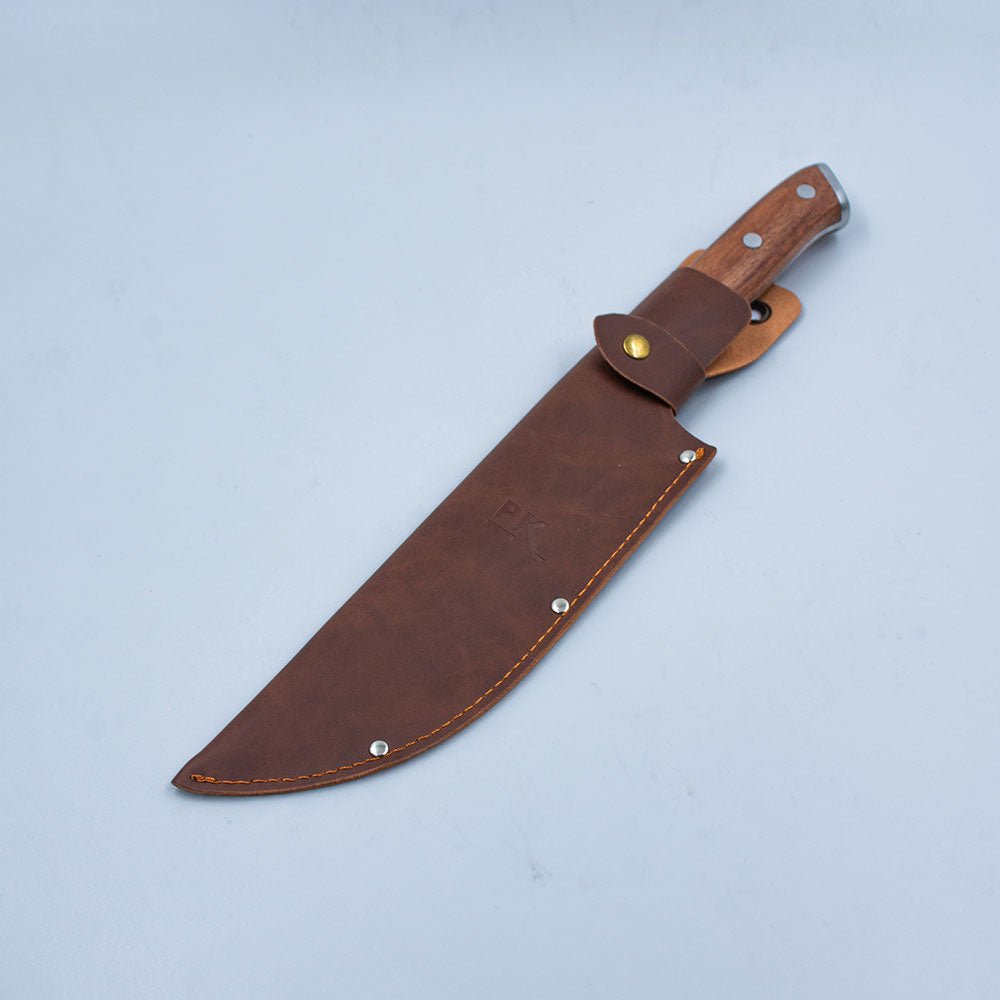 Cuchillo PK 8" Martillado con Funda de Cuero