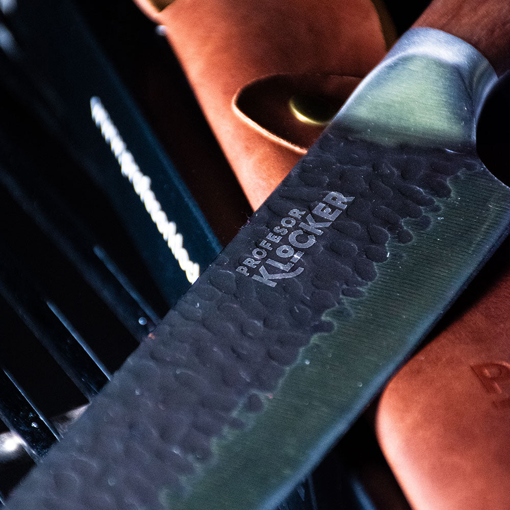 Cuchillo PK 8" Martillado con Funda de Cuero