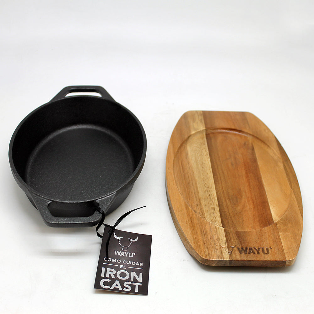 Cacerola Fierro Base Madera