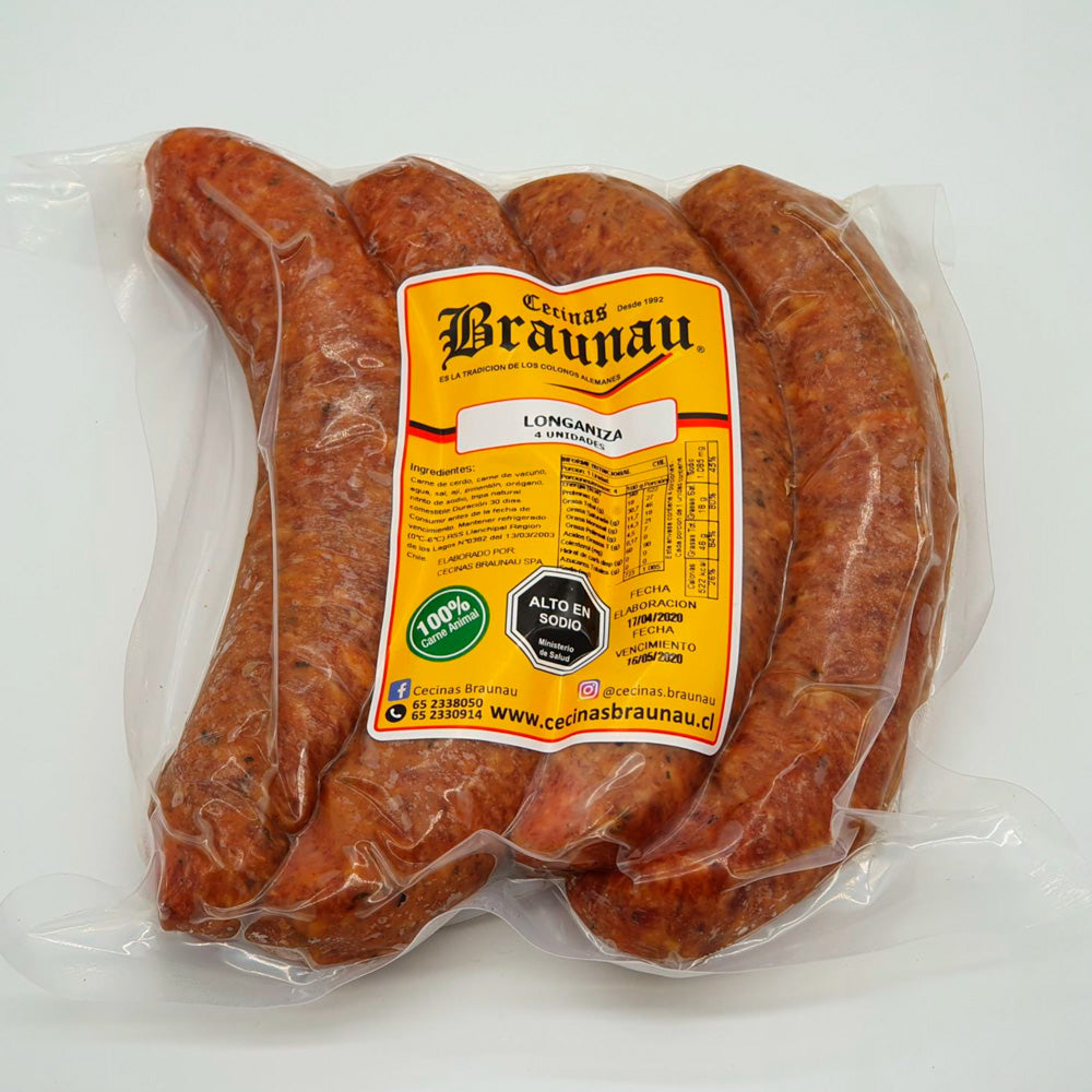 Longaniza 4 Unidades | Paquete 500 grs. | Braunau