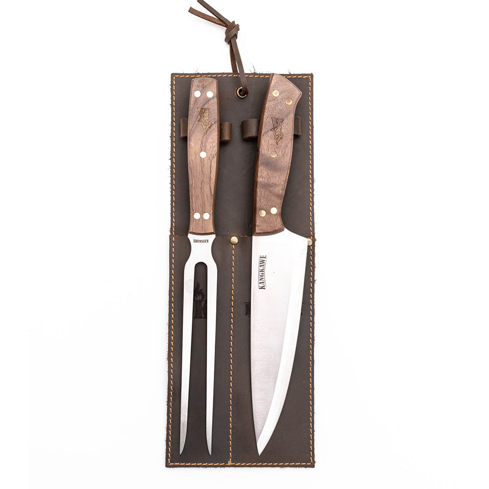 Set tenedor cuchillo parrillero funda cuero