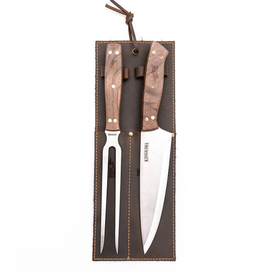 Set tenedor cuchillo parrillero funda cuero
