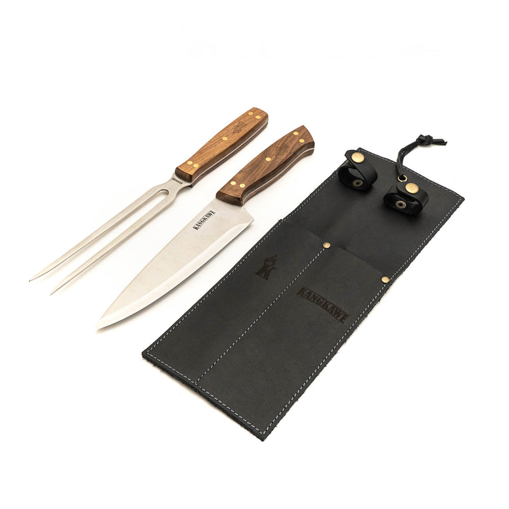 Set tenedor cuchillo parrillero funda cuero