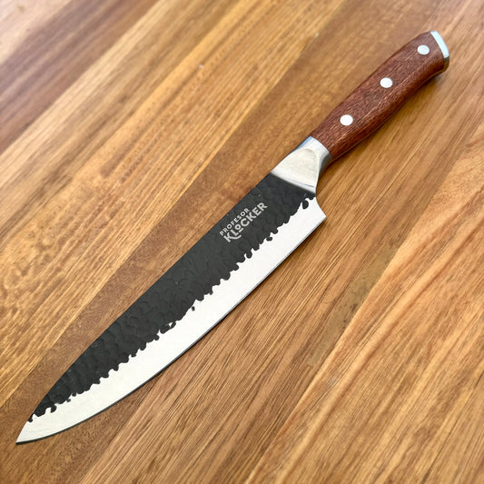 Cuchillo PK 8" Martillado con Funda de Cuero