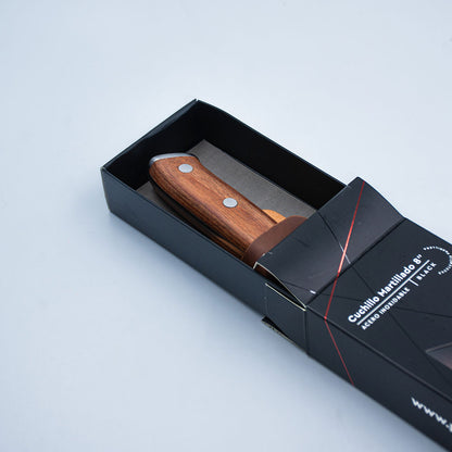 Cuchillo PK 8" Martillado con Funda de Cuero