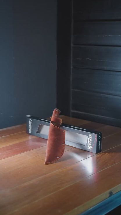 Cuchillo PK 8" Martillado con Funda de Cuero