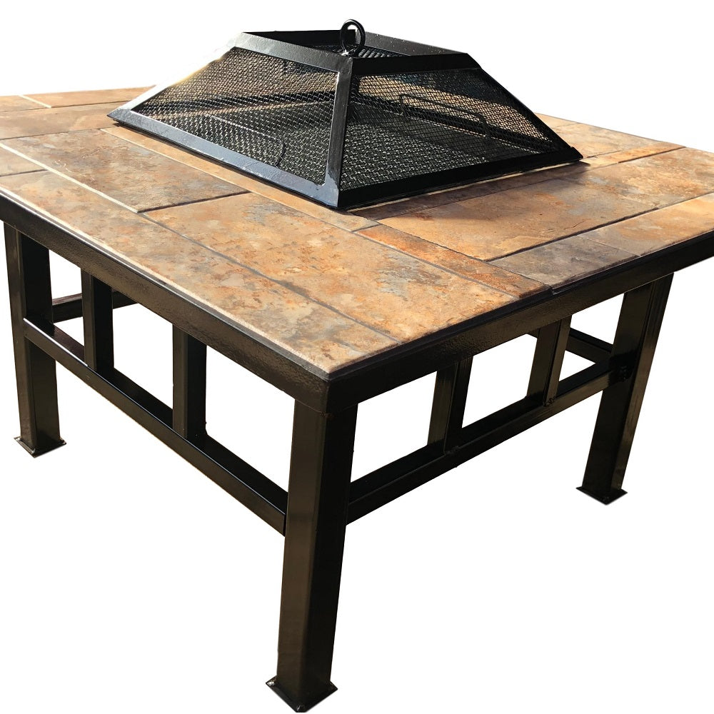 Mesa Brasero Cuadrada con Parrilla y Cúpula