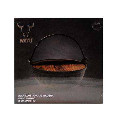 Olla con tapa de madera